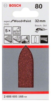 Шлифлист, в упаковке 5 шт. 32 mm, 80 2608605168